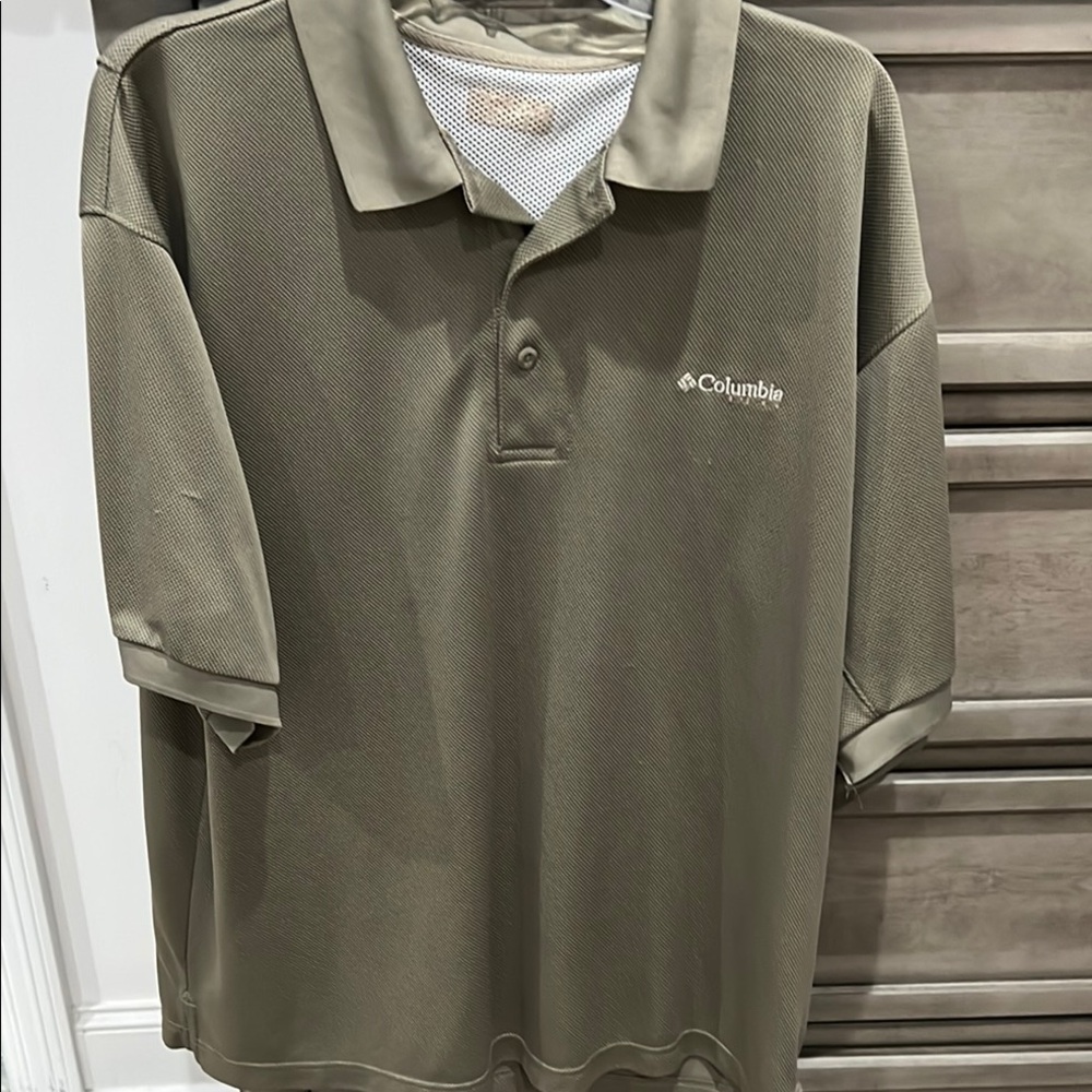 Columbia Green and Gray Polo Shirt Outdoor Casual